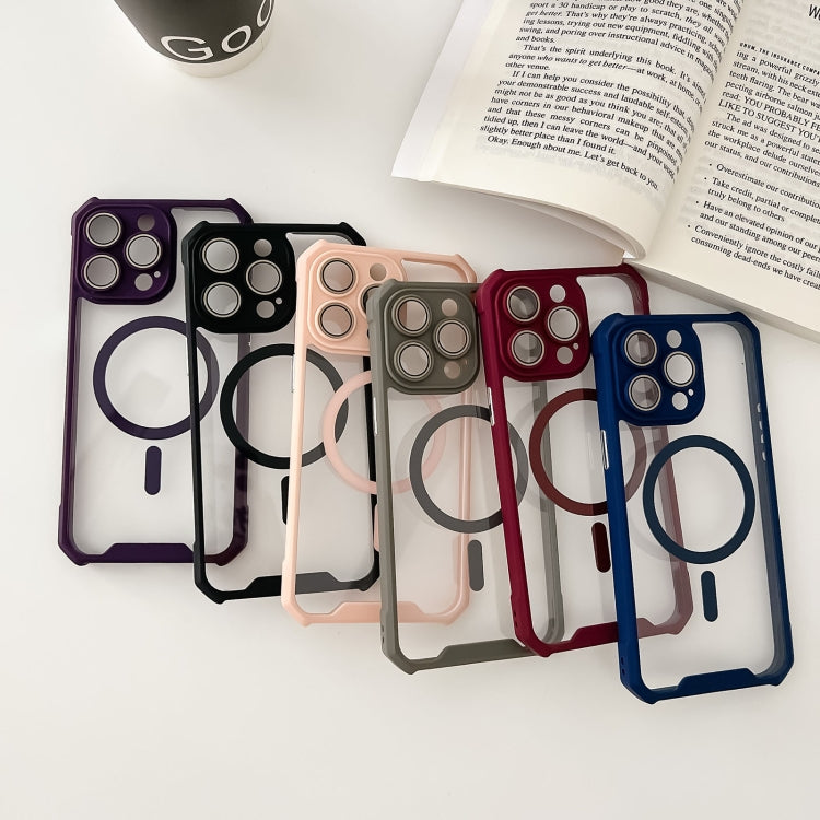Colorful Two-Color Lens Film MagSafe Magnetic Horn Acrylic+TPU Case, For iPhone 15 Pro Max, For iPhone 15 Pro, For iPhone 15 Plus, For iPhone 15