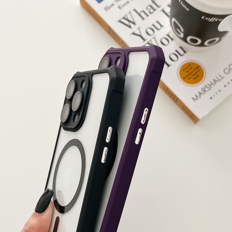Colorful Two-Color Lens Film MagSafe Magnetic Horn Acrylic+TPU Case, For iPhone 15 Pro Max, For iPhone 15 Pro, For iPhone 15 Plus, For iPhone 15
