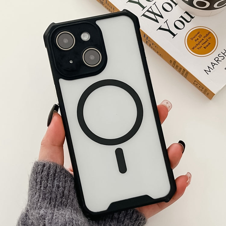 Colorful Two-Color Lens Film MagSafe Magnetic Horn Acrylic+TPU Case, For iPhone 15 Pro Max, For iPhone 15 Pro, For iPhone 15 Plus, For iPhone 15