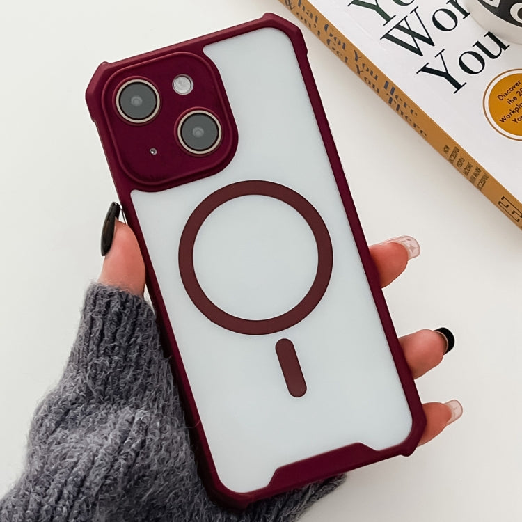 Colorful Two-Color Lens Film MagSafe Magnetic Horn Acrylic+TPU Case, For iPhone 15 Pro Max, For iPhone 15 Pro, For iPhone 15 Plus, For iPhone 15