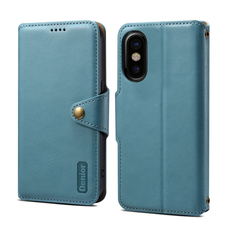 Denior Cowhide Texture Wallet Style Leather Phone Case