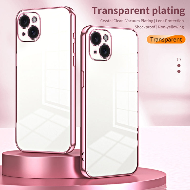 Transparent Plating Fine Hole Phone Case, For iPhone 15 Plus, For iPhone 15, For iPhone 14 Plus