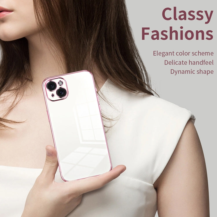 Transparent Plating Fine Hole Phone Case, For iPhone 15 Plus, For iPhone 15, For iPhone 14 Plus