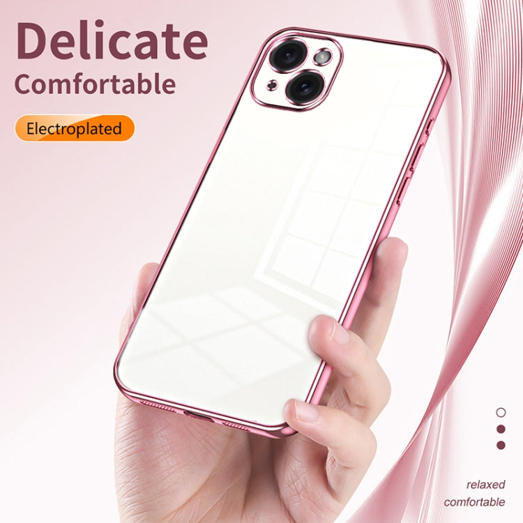 Transparent Plating Fine Hole Phone Case, For iPhone 15 Plus, For iPhone 15, For iPhone 14 Plus