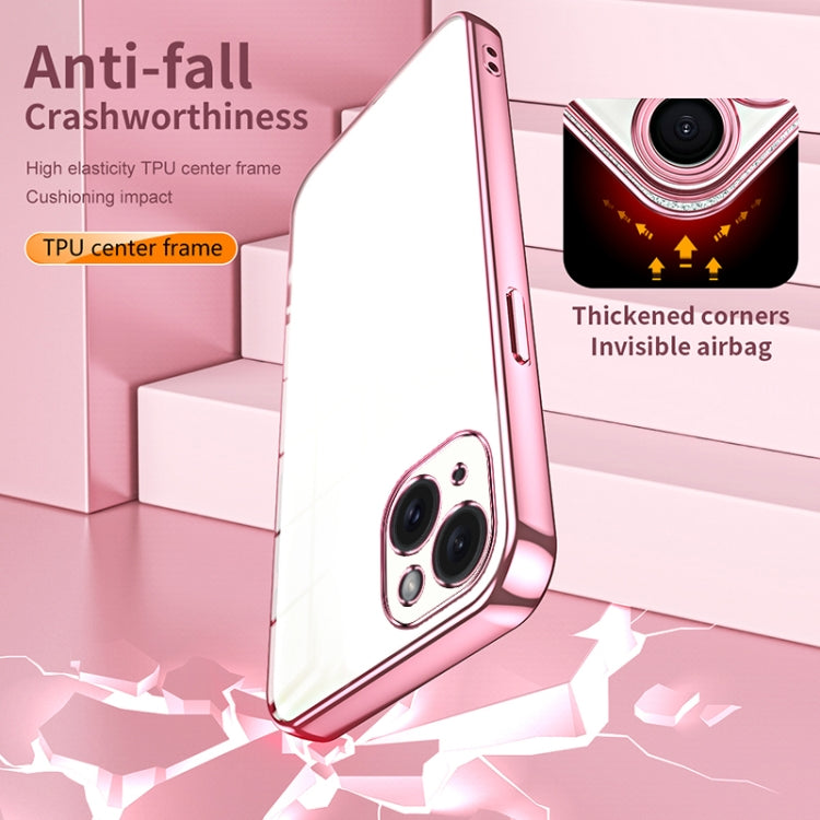 Transparent Plating Fine Hole Phone Case, For iPhone 15 Plus, For iPhone 15, For iPhone 14 Plus