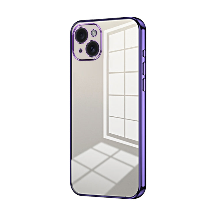 Transparent Plating Fine Hole Phone Case, For iPhone 15 Plus, For iPhone 15, For iPhone 14 Plus