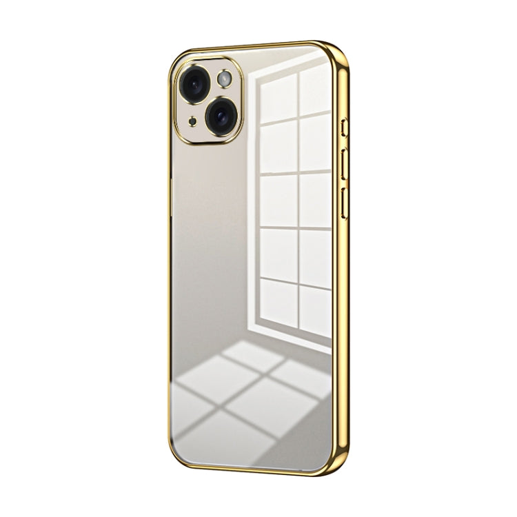 Transparent Plating Fine Hole Phone Case, For iPhone 15 Plus, For iPhone 15, For iPhone 14 Plus
