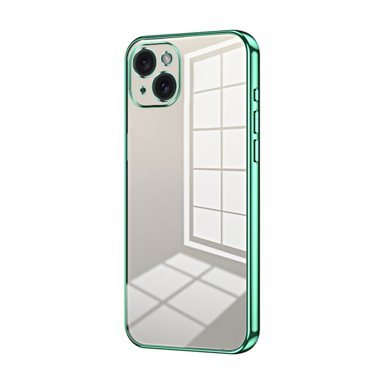 Transparent Plating Fine Hole Phone Case, For iPhone 15 Plus, For iPhone 15, For iPhone 14 Plus