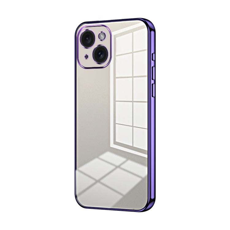 Transparent Plating Fine Hole Phone Case, For iPhone 15 Plus, For iPhone 15, For iPhone 14 Plus
