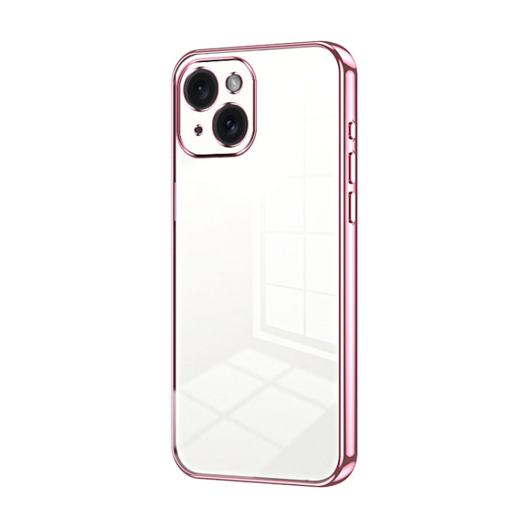 Transparent Plating Fine Hole Phone Case, For iPhone 15 Plus, For iPhone 15, For iPhone 14 Plus