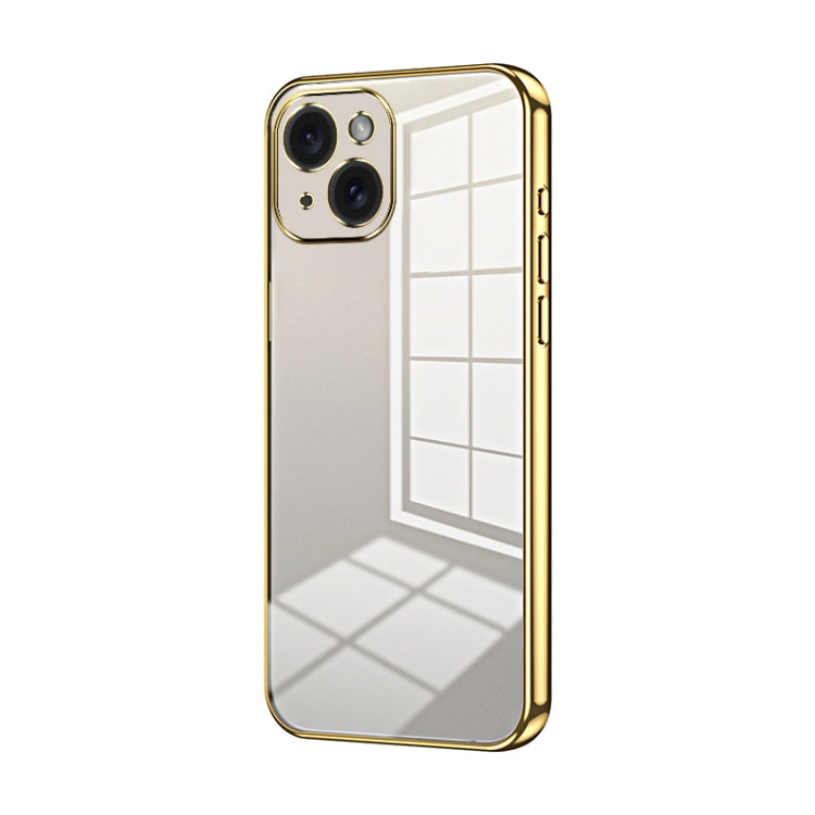 Transparent Plating Fine Hole Phone Case, For iPhone 15 Plus, For iPhone 15, For iPhone 14 Plus