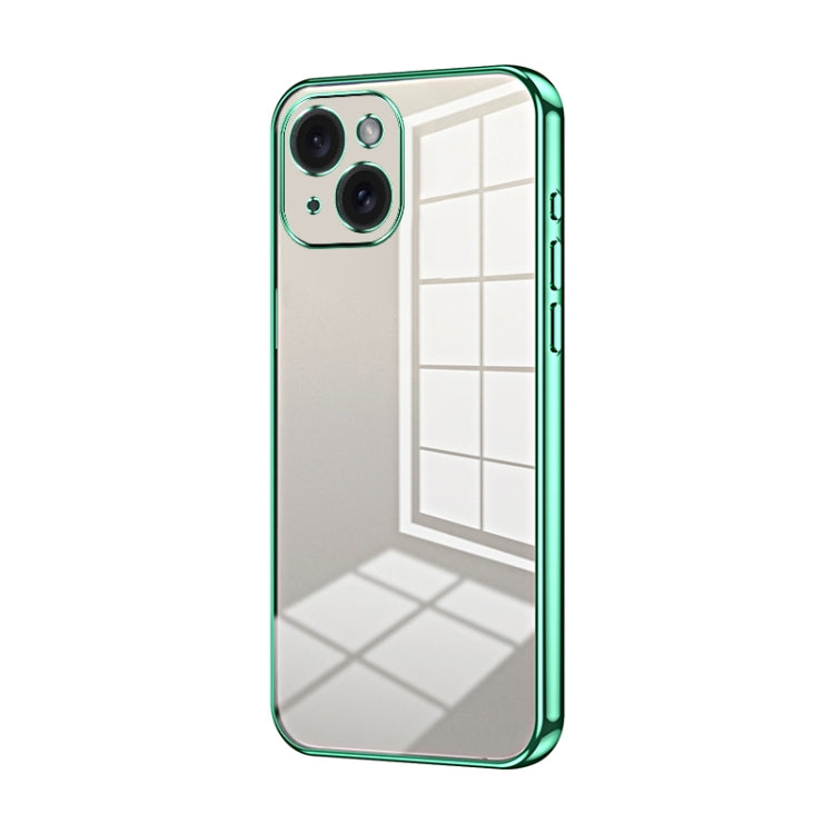 Transparent Plating Fine Hole Phone Case, For iPhone 15 Plus, For iPhone 15, For iPhone 14 Plus