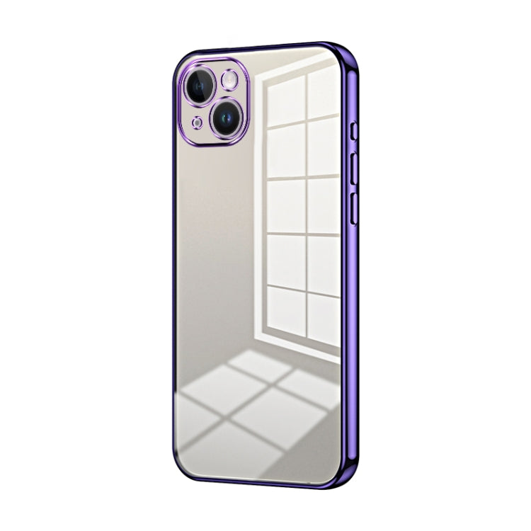 Transparent Plating Fine Hole Phone Case, For iPhone 15 Plus, For iPhone 15, For iPhone 14 Plus