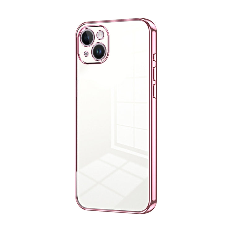 Transparent Plating Fine Hole Phone Case, For iPhone 15 Plus, For iPhone 15, For iPhone 14 Plus
