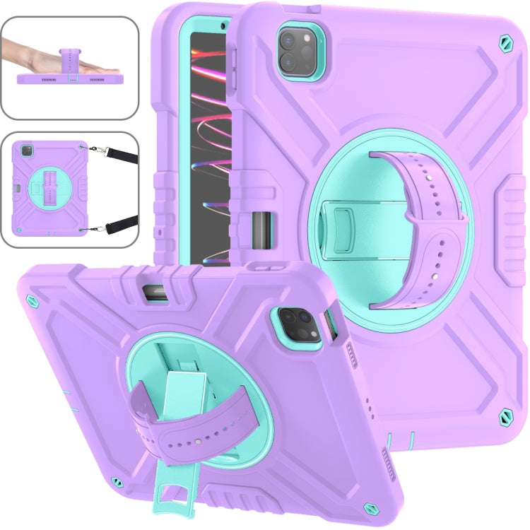 X Rotation PC Hybrid Silicone Tablet Case with Strap