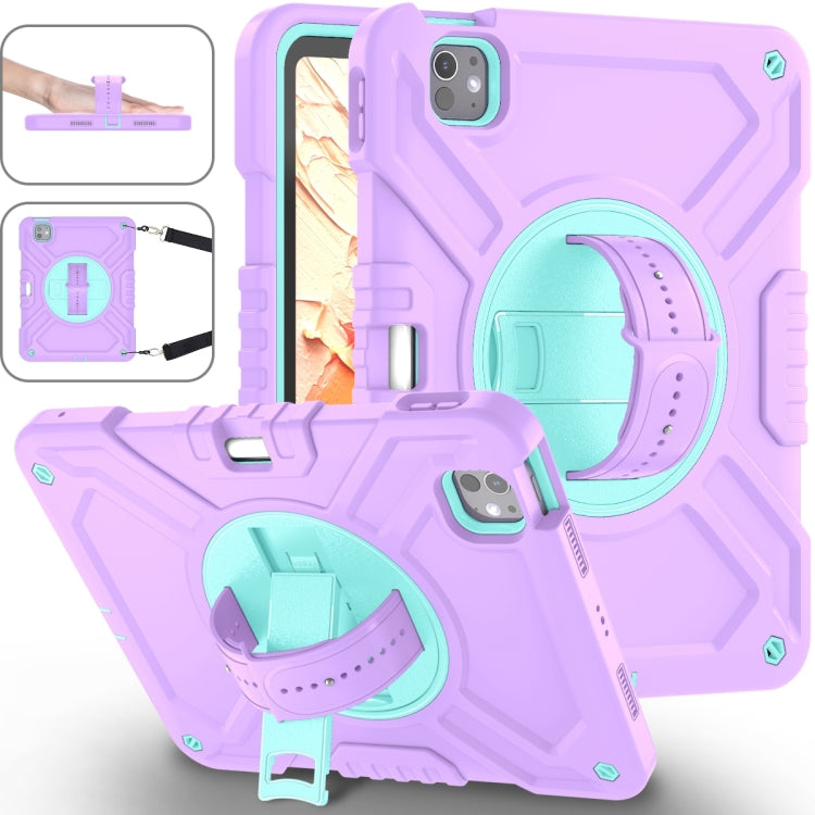 X Rotation PC Hybrid Silicone Tablet Case with Strap