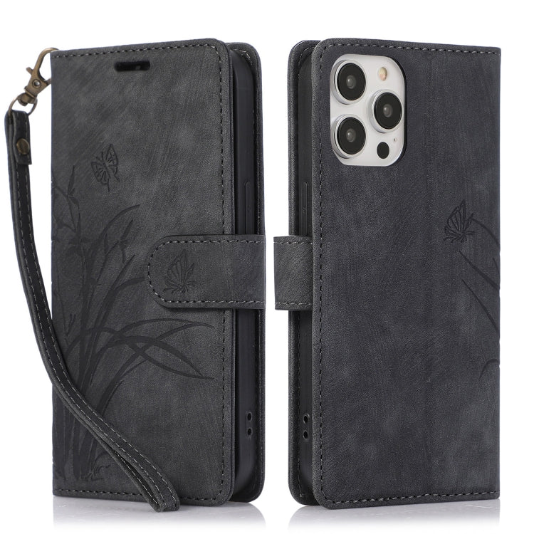 Orchid Butterfly Embossed Leather Phone Case, For iPhone 13 Pro, For iPhone 13, For iPhone 12 / 12 Pro, For iPhone 12 Pro Max, For iPhone 11 Pro Max