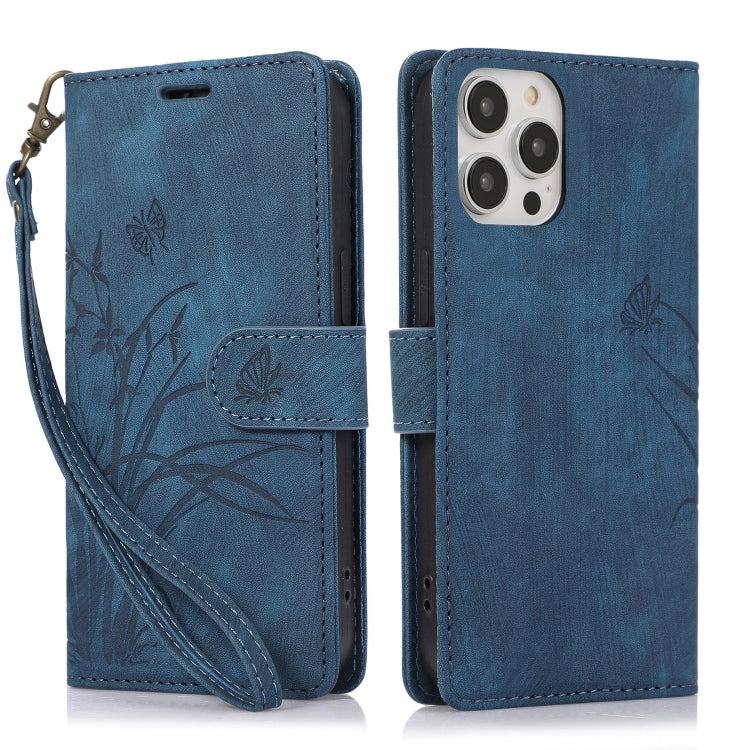 Orchid Butterfly Embossed Leather Phone Case, For iPhone 13 Pro, For iPhone 13, For iPhone 12 / 12 Pro, For iPhone 12 Pro Max, For iPhone 11 Pro Max