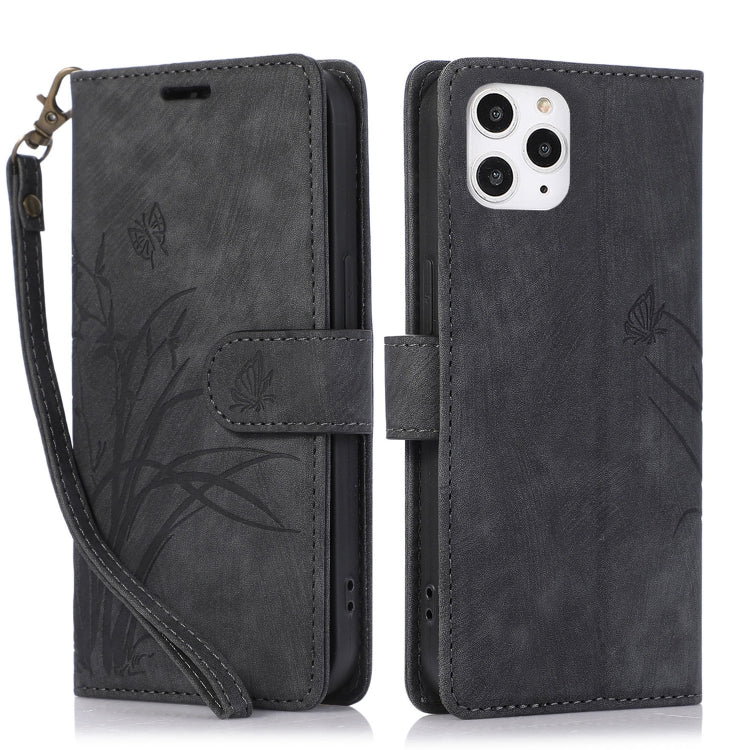 Orchid Butterfly Embossed Leather Phone Case, For iPhone 13 Pro, For iPhone 13, For iPhone 12 / 12 Pro, For iPhone 12 Pro Max, For iPhone 11 Pro Max