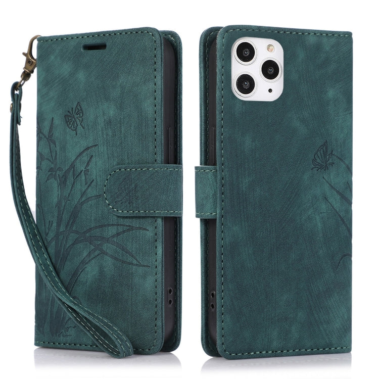 Orchid Butterfly Embossed Leather Phone Case, For iPhone 13 Pro, For iPhone 13, For iPhone 12 / 12 Pro, For iPhone 12 Pro Max, For iPhone 11 Pro Max