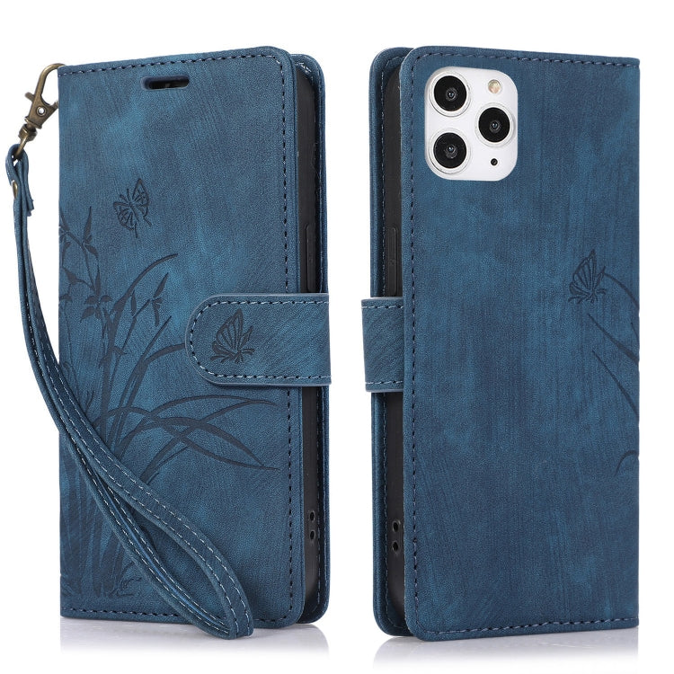 Orchid Butterfly Embossed Leather Phone Case, For iPhone 13 Pro, For iPhone 13, For iPhone 12 / 12 Pro, For iPhone 12 Pro Max, For iPhone 11 Pro Max