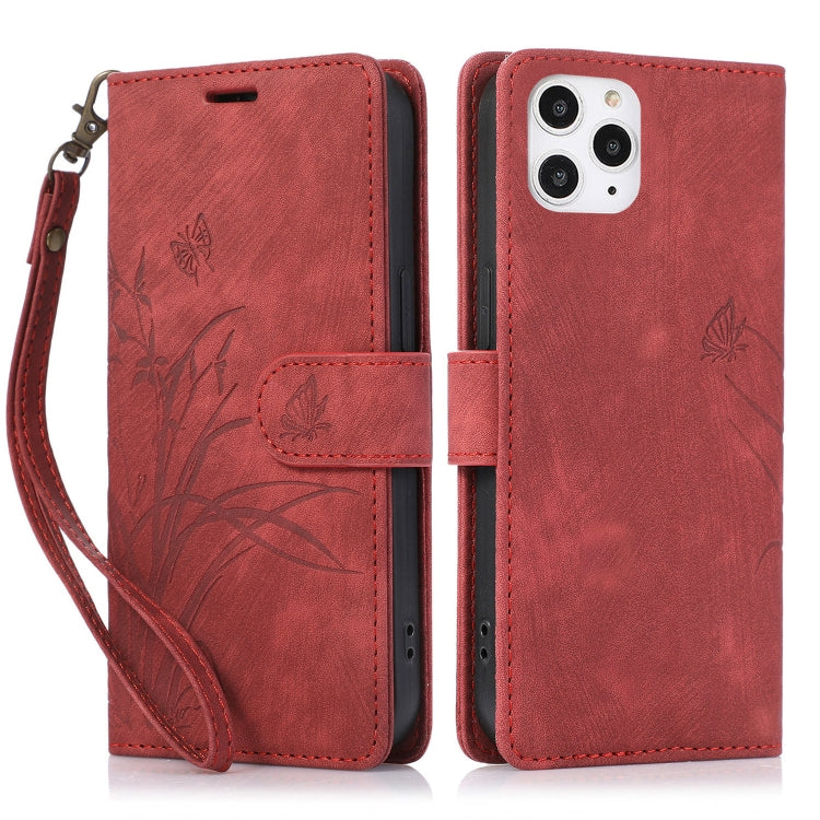Orchid Butterfly Embossed Leather Phone Case, For iPhone 13 Pro, For iPhone 13, For iPhone 12 / 12 Pro, For iPhone 12 Pro Max, For iPhone 11 Pro Max