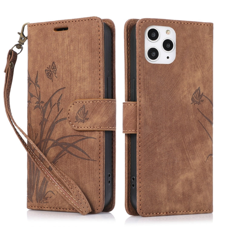 Orchid Butterfly Embossed Leather Phone Case, For iPhone 13 Pro, For iPhone 13, For iPhone 12 / 12 Pro, For iPhone 12 Pro Max, For iPhone 11 Pro Max