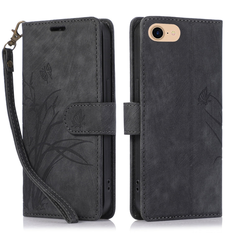 Orchid Butterfly Embossed Leather Phone Case, For iPhone 14 Pro Max, For iPhone 7 / 8 / SE 2022, For iPhone 13 Pro Max, For iPhone 13 Pro