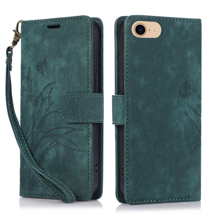 Orchid Butterfly Embossed Leather Phone Case, For iPhone 14 Pro Max, For iPhone 7 / 8 / SE 2022, For iPhone 13 Pro Max, For iPhone 13 Pro