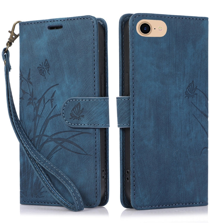 Orchid Butterfly Embossed Leather Phone Case, For iPhone 14 Pro Max, For iPhone 7 / 8 / SE 2022, For iPhone 13 Pro Max, For iPhone 13 Pro