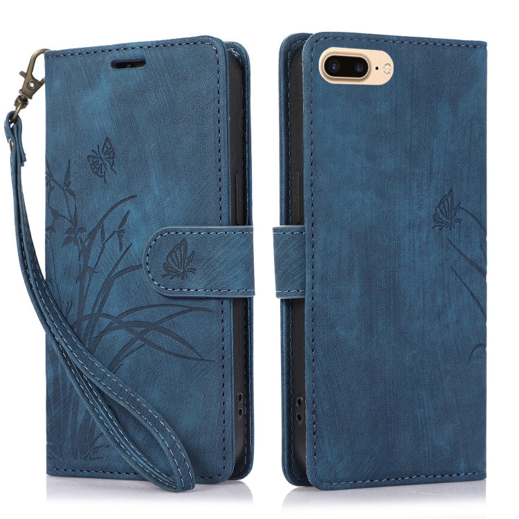 Orchid Butterfly Embossed Leather Phone Case, For iPhone XS Max, For iPhone 7 Plus / 8 Plus