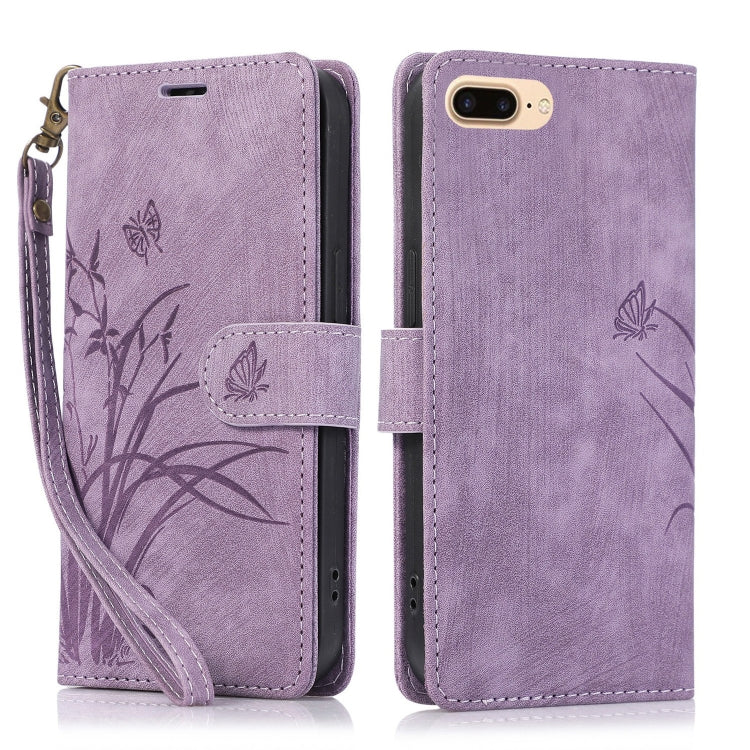 Orchid Butterfly Embossed Leather Phone Case, For iPhone XS Max, For iPhone 7 Plus / 8 Plus