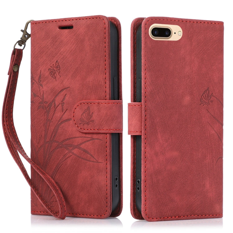 Orchid Butterfly Embossed Leather Phone Case, For iPhone XS Max, For iPhone 7 Plus / 8 Plus