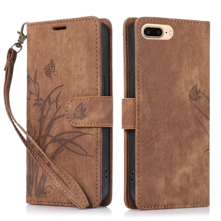 Orchid Butterfly Embossed Leather Phone Case, For iPhone XS Max, For iPhone 7 Plus / 8 Plus