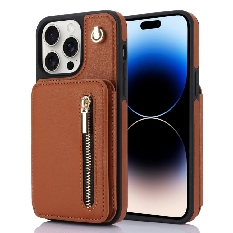 YM006 Skin Feel Zipper Card Bag Phone Case with Dual Lanyard