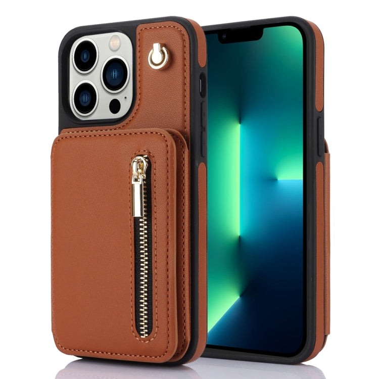 YM006 Skin Feel Zipper Card Bag Phone Case with Dual Lanyard