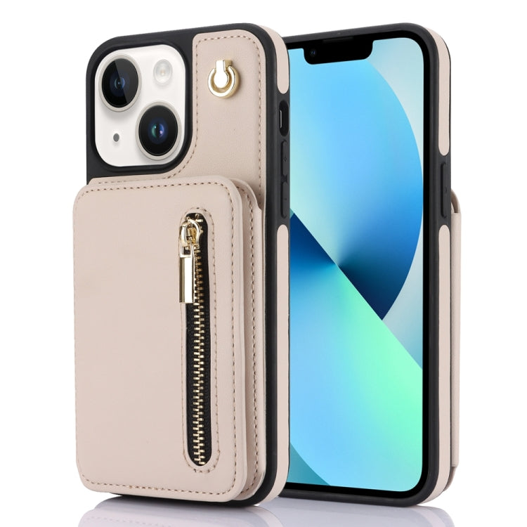 YM006 Skin Feel Zipper Card Bag Phone Case with Dual Lanyard