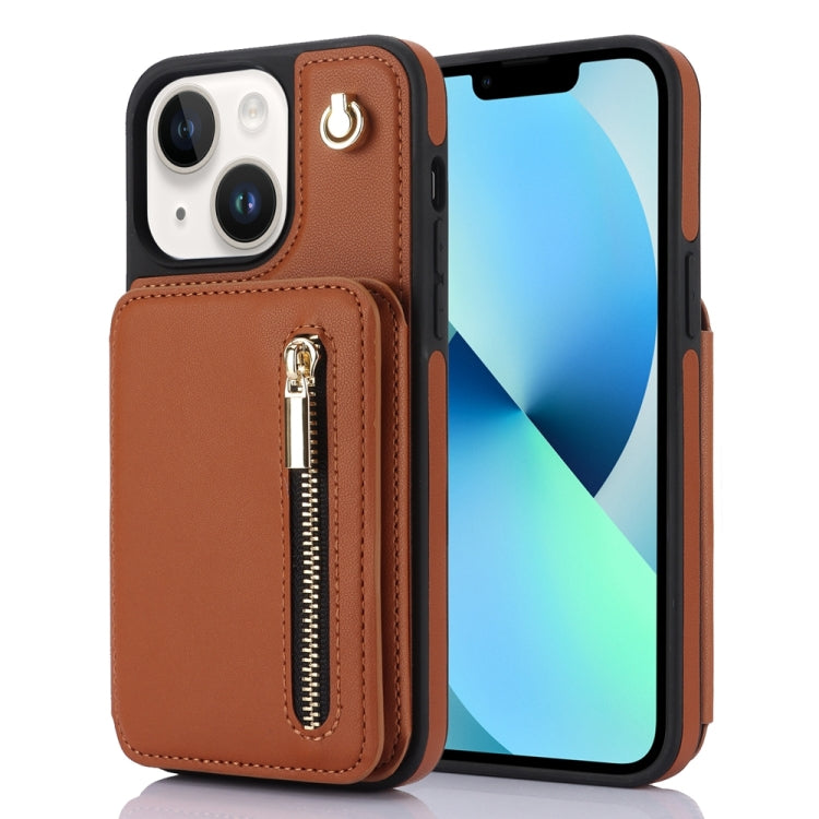 YM006 Skin Feel Zipper Card Bag Phone Case with Dual Lanyard