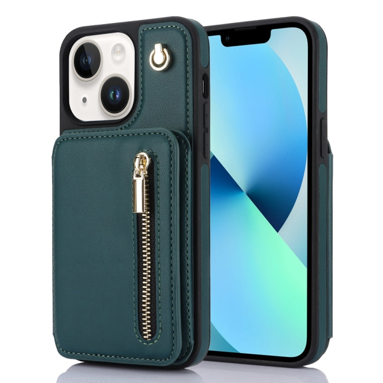 YM006 Skin Feel Zipper Card Bag Phone Case with Dual Lanyard