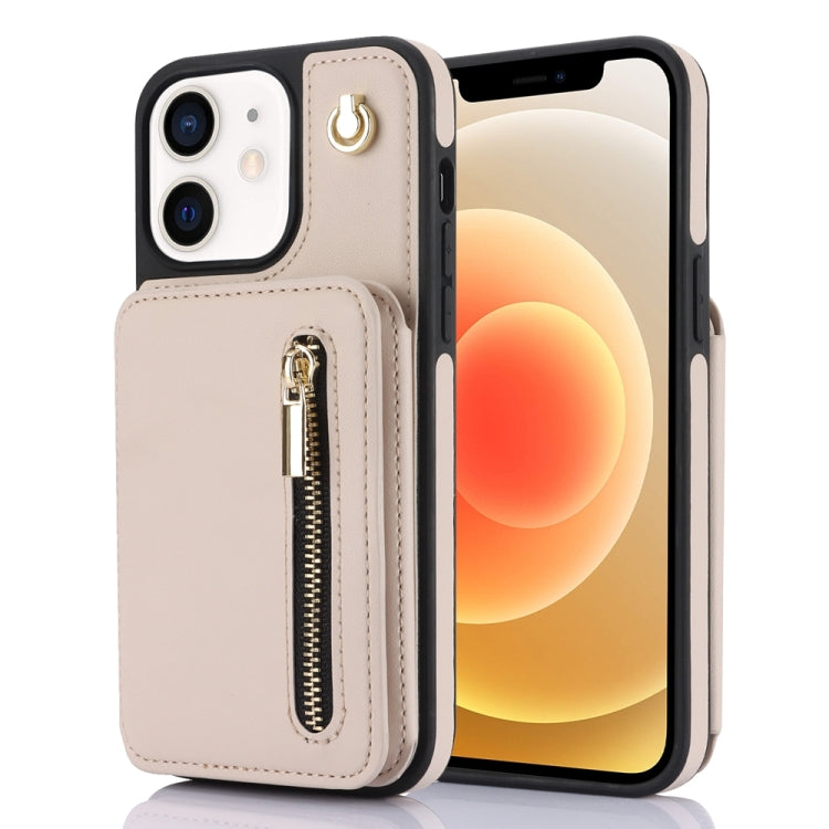 YM006 Skin Feel Zipper Card Bag Phone Case with Dual Lanyard