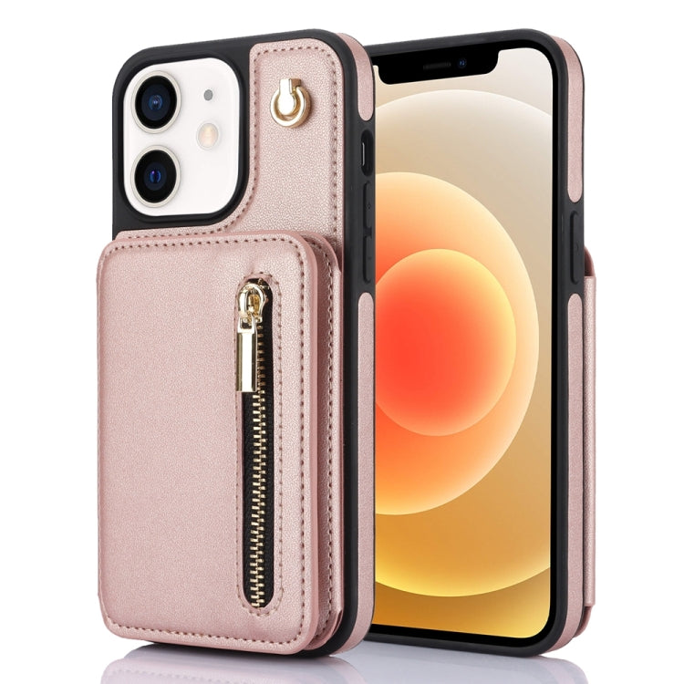 YM006 Skin Feel Zipper Card Bag Phone Case with Dual Lanyard