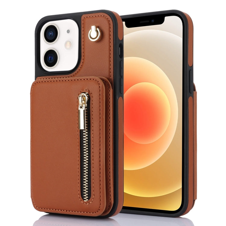 YM006 Skin Feel Zipper Card Bag Phone Case with Dual Lanyard