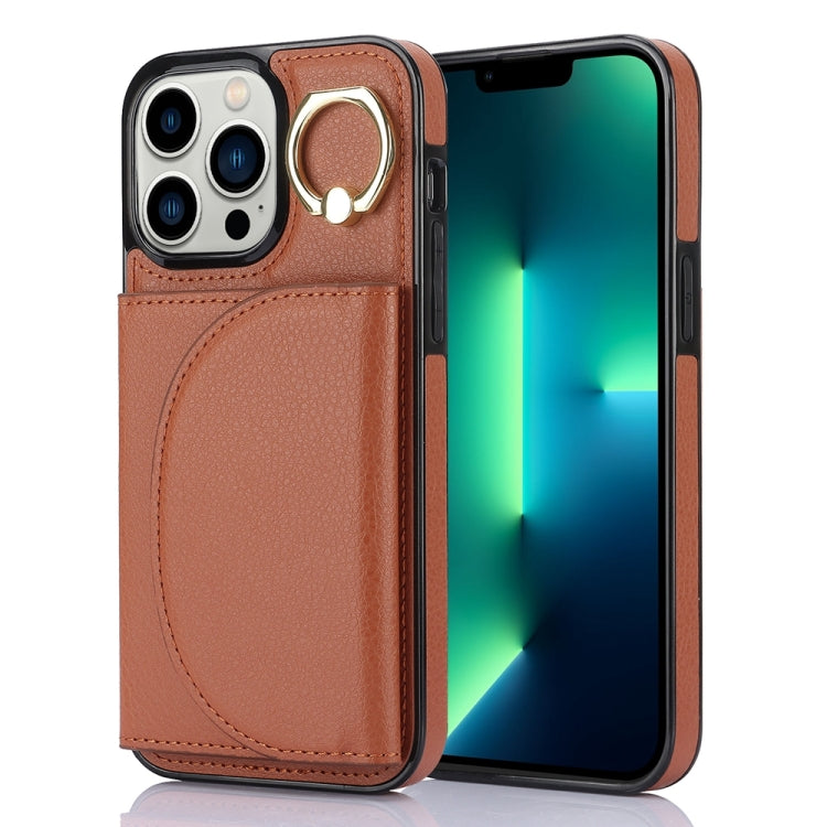 YM007 Ring Holder Card Bag Skin Feel Phone Case, For iPhone 13 Pro, For iPhone 13, For iPhone 12 / 12 Pro, For iPhone 12 Pro Max, For iPhone 11 Pro Max