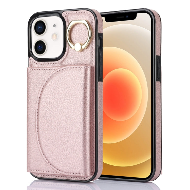 YM007 Ring Holder Card Bag Skin Feel Phone Case, For iPhone 13 Pro, For iPhone 13, For iPhone 12 / 12 Pro, For iPhone 12 Pro Max, For iPhone 11 Pro Max