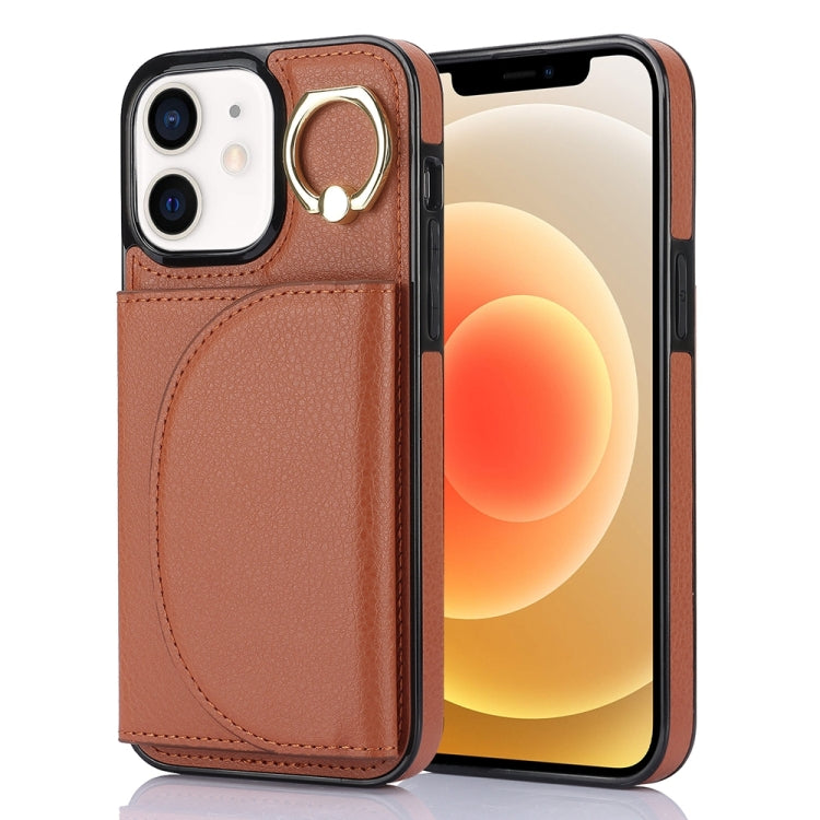 YM007 Ring Holder Card Bag Skin Feel Phone Case, For iPhone 13 Pro, For iPhone 13, For iPhone 12 / 12 Pro, For iPhone 12 Pro Max, For iPhone 11 Pro Max