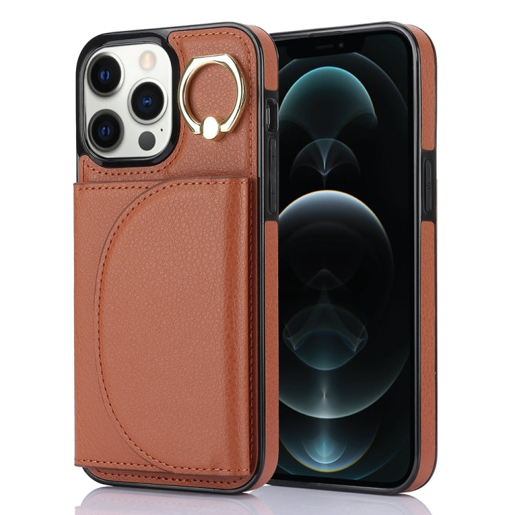YM007 Ring Holder Card Bag Skin Feel Phone Case, For iPhone 13 Pro, For iPhone 13, For iPhone 12 / 12 Pro, For iPhone 12 Pro Max, For iPhone 11 Pro Max