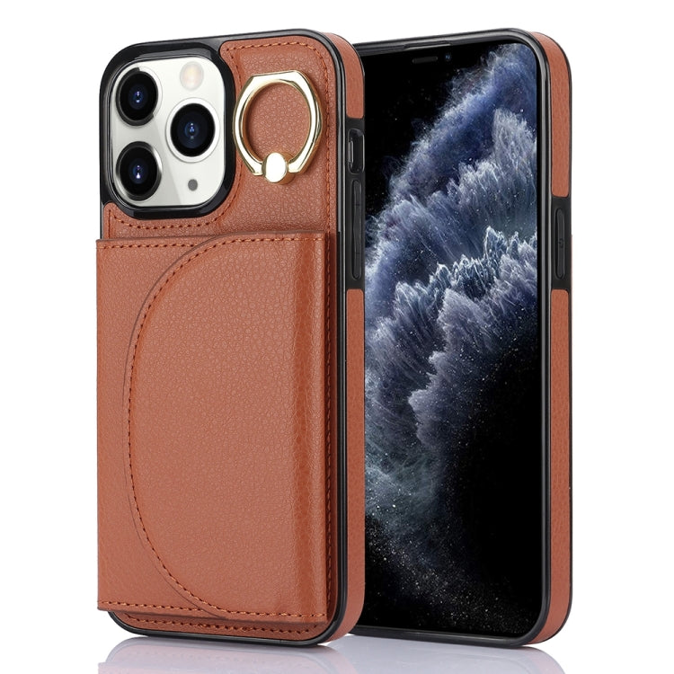 YM007 Ring Holder Card Bag Skin Feel Phone Case, For iPhone 13 Pro, For iPhone 13, For iPhone 12 / 12 Pro, For iPhone 12 Pro Max, For iPhone 11 Pro Max