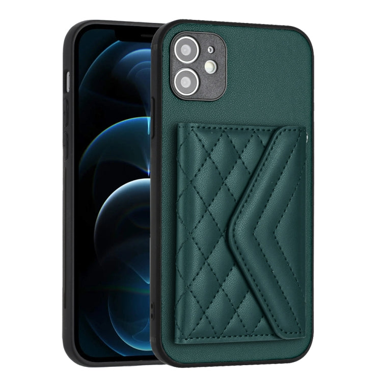 Rhombic Texture Card Bag RFID Phone Case with Long Lanyard, For iPhone 12 mini, For iPhone 11 Pro Max, For iPhone 11, For iPhone 11 Pro