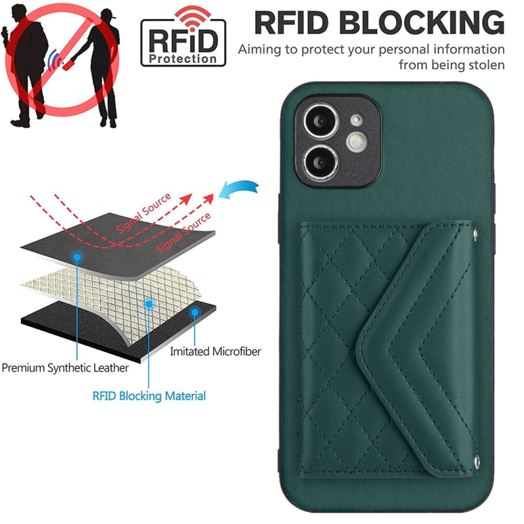 Rhombic Texture Card Bag RFID Phone Case with Long Lanyard, For iPhone 12 mini, For iPhone 11 Pro Max, For iPhone 11, For iPhone 11 Pro