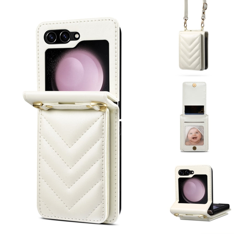 Rhombic Folding Leather Phone Case with Long Lanyard